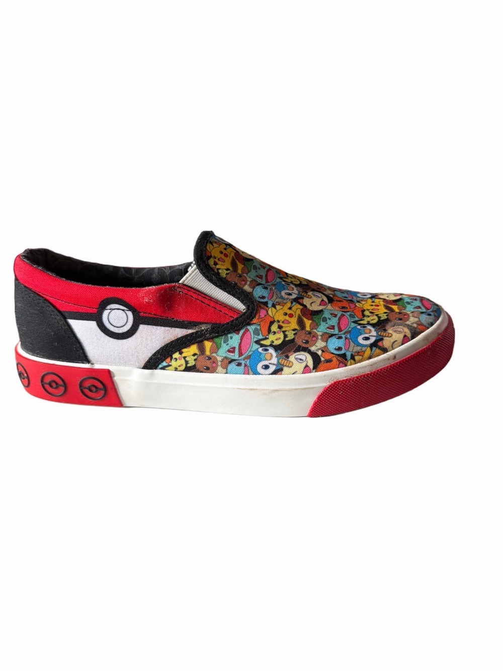 Graphic Pokemon-Print Slip-On Loafer in Red, Black & Multicolor